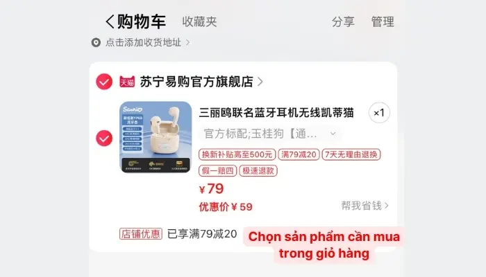 Bước 5: Đặt đơn hàng trên Tmall
