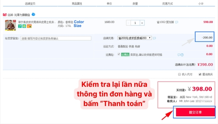 Bước 5: Kiểm tra kỹ càng đơn hàng trước khi bấm thanh toán
