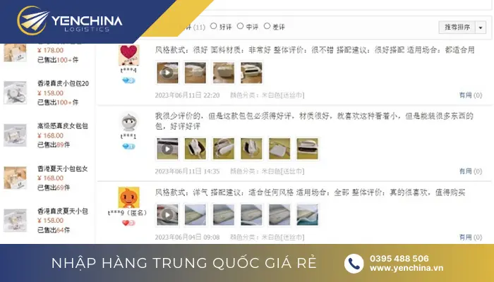 Sàn Taobao có đánh giá trực tiếp từ người mua trước đó