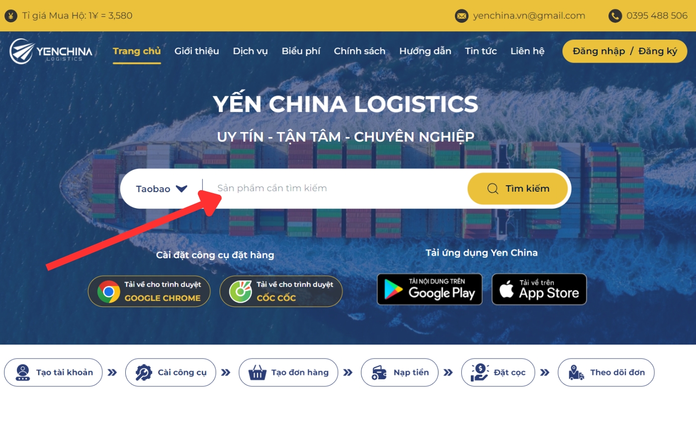 Dán link sản phẩm order Xianyu vào thanh tìm kiếm