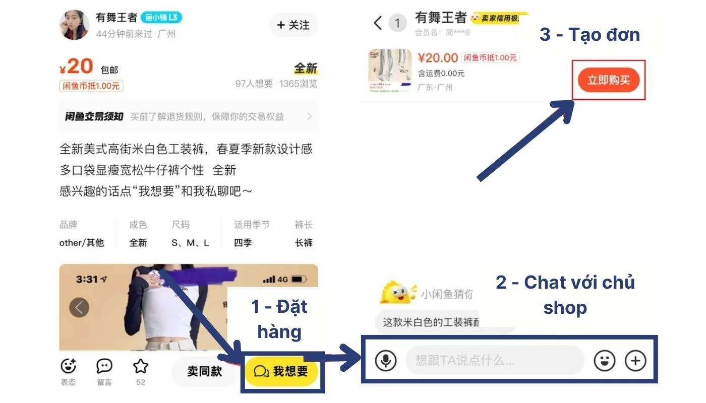 Bước 3: Tạo đơn và đặt hàng