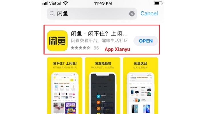 Bước 1: Tải ứng dụng Xianyu và cài đặt trên thiết bị điện thoại