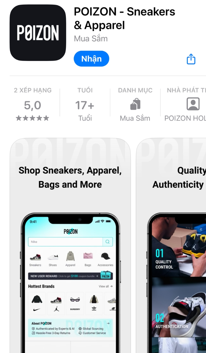 Bước 1: Tải App POIZON