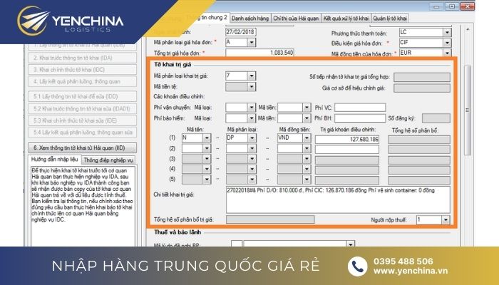 Nhập chi tiết phí Local charge