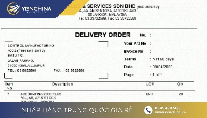 Phí Delivery Order Fee trong Local Charge là gì?