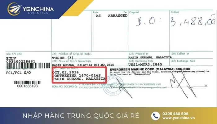 Phân loại theo tình trạng hàng hóa trên tàu