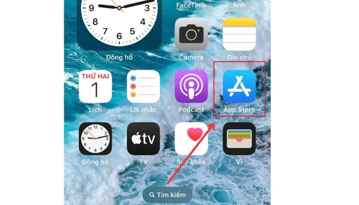 Truy cập vào kho ứng dụng Appstore trên điện thoại iOS