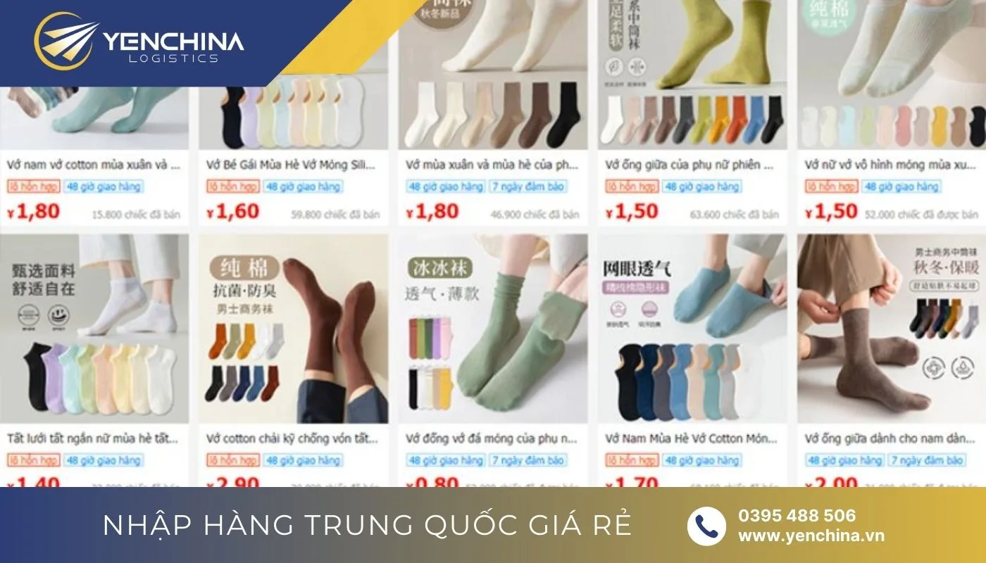 Đặt mua vớ tất Trung Quốc giá sỉ trên các sàn TMĐT Trung Quốc