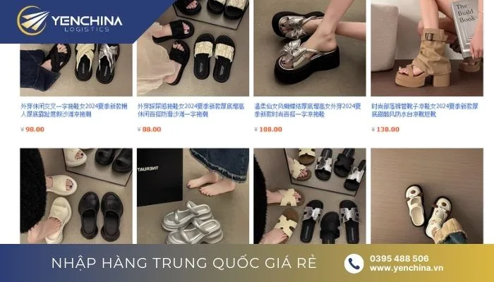 Link shop order trên Taobao về giày, dép nữ