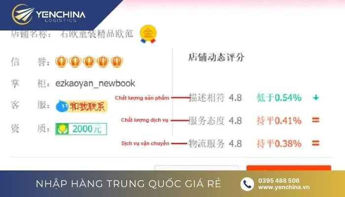 Thang điểm đánh giá của link shop Taobao chất lượng