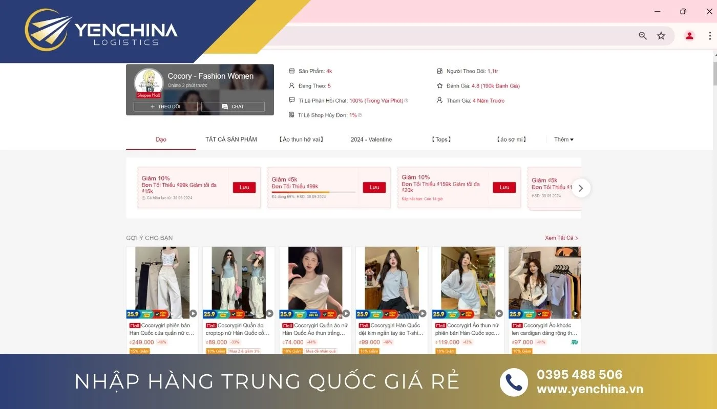 Cách mua hàng Trung Quốc trên Shopee shop Cocory