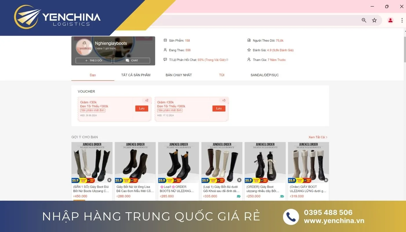 Nghiengiayboots - shop Trung Quốc trên Shopee nổi tiếng về Boots