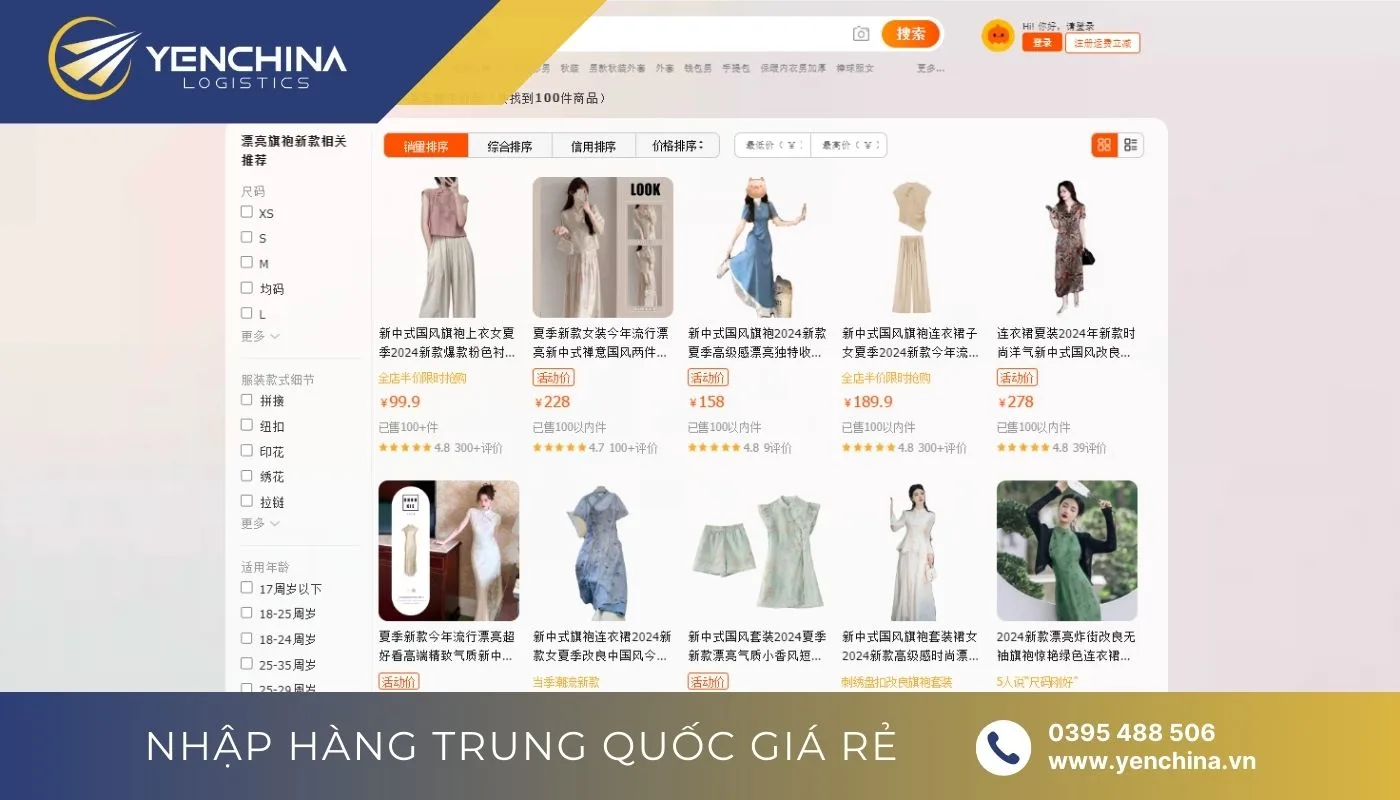 Nhập nguồn hàng sườn xám của Trung Quốc trên Taobao