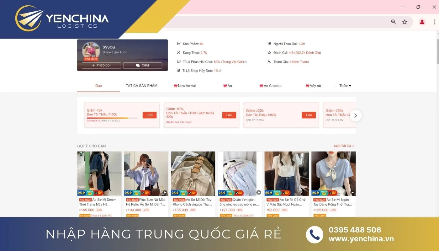 Cách order hàng Taobao trên Shopee Shop Sysea