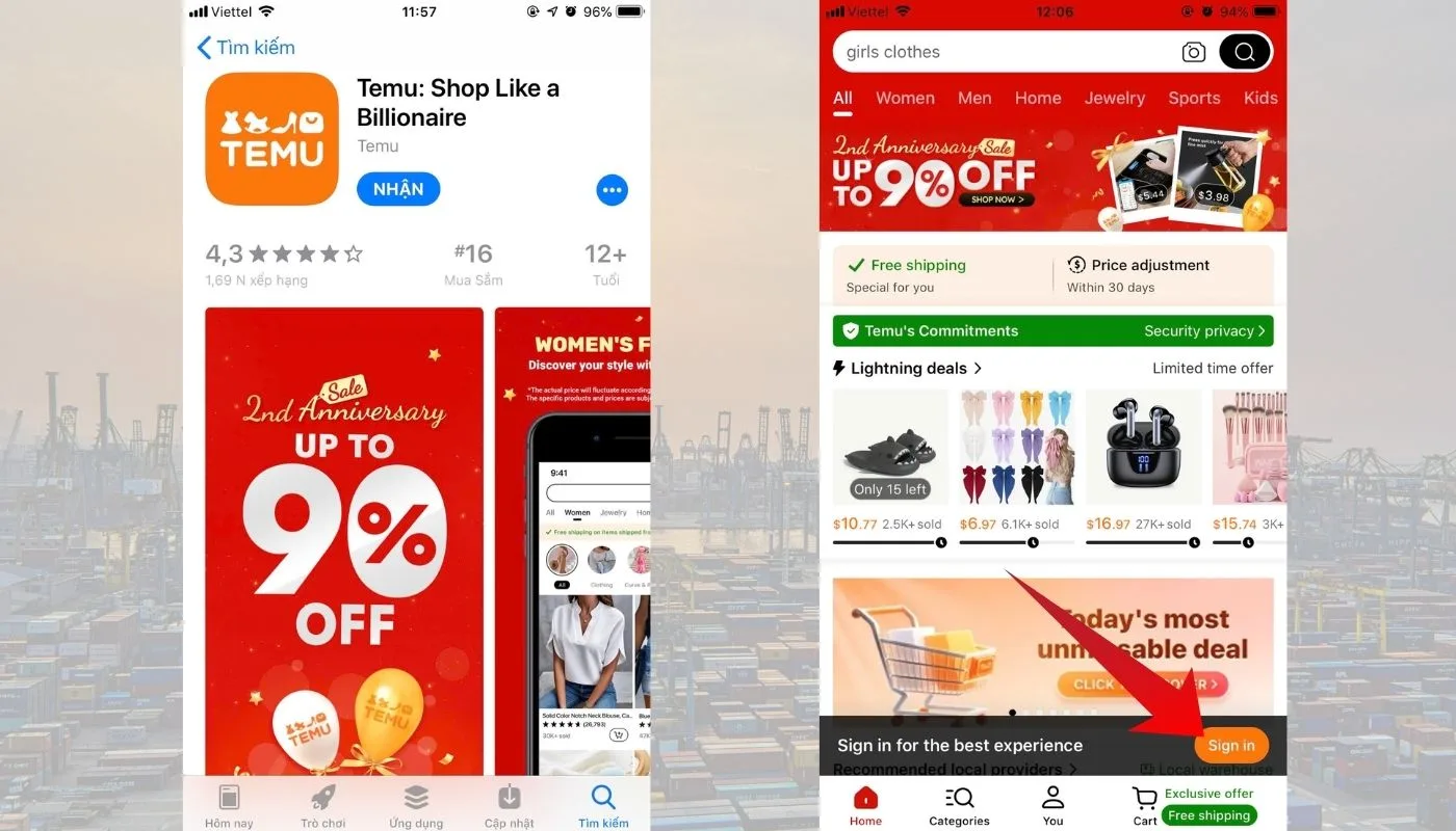 Bước 1: Tải app Temu về máy