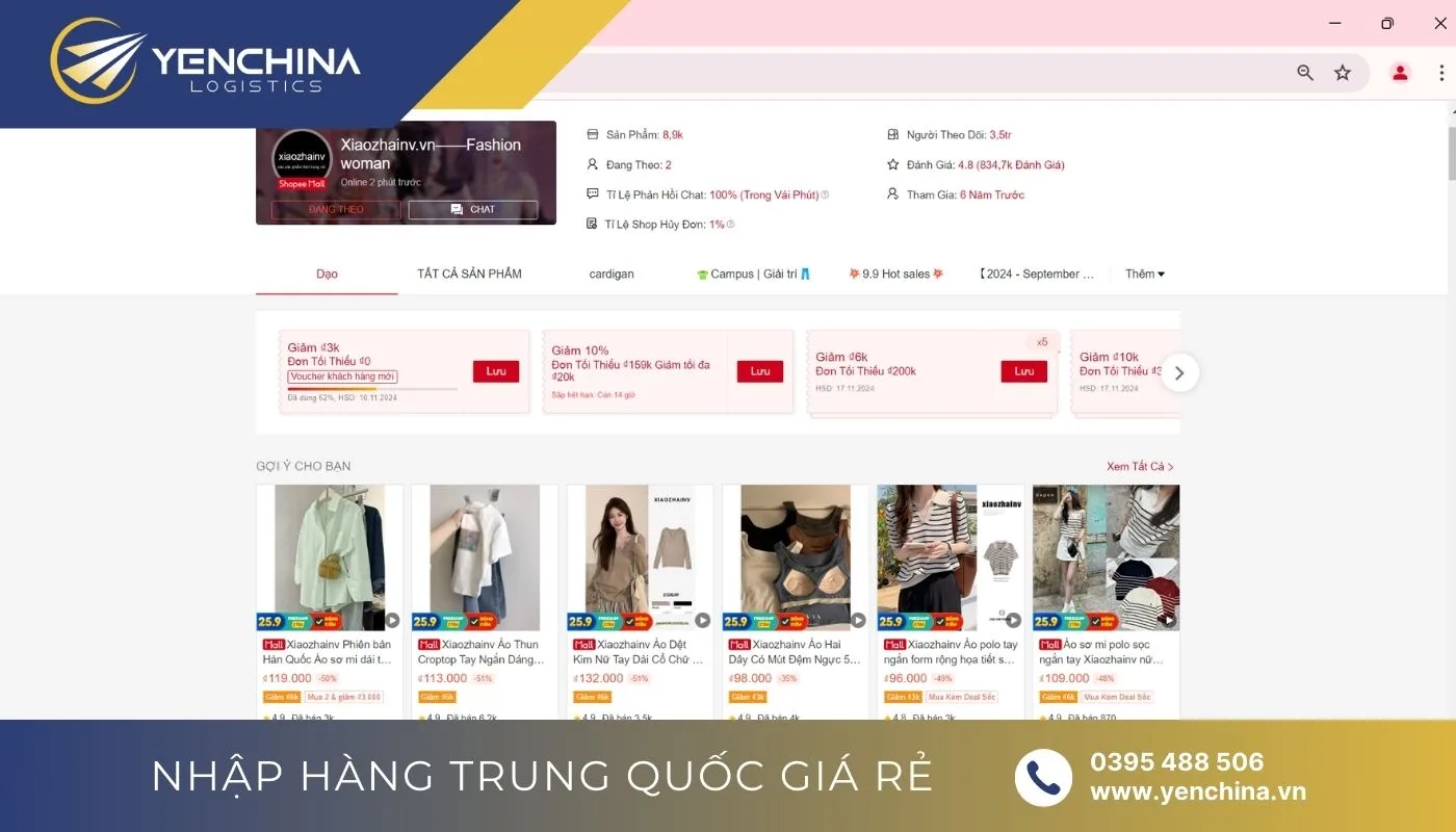 Cách mua hàng Taobao trên Shopee gian hàng Xiaozhainv.vn