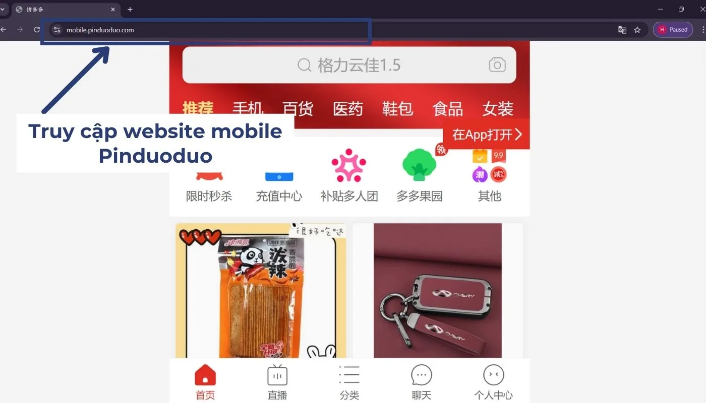 Cách đăng nhập Pinduoduo bằng phiên bản web mobile