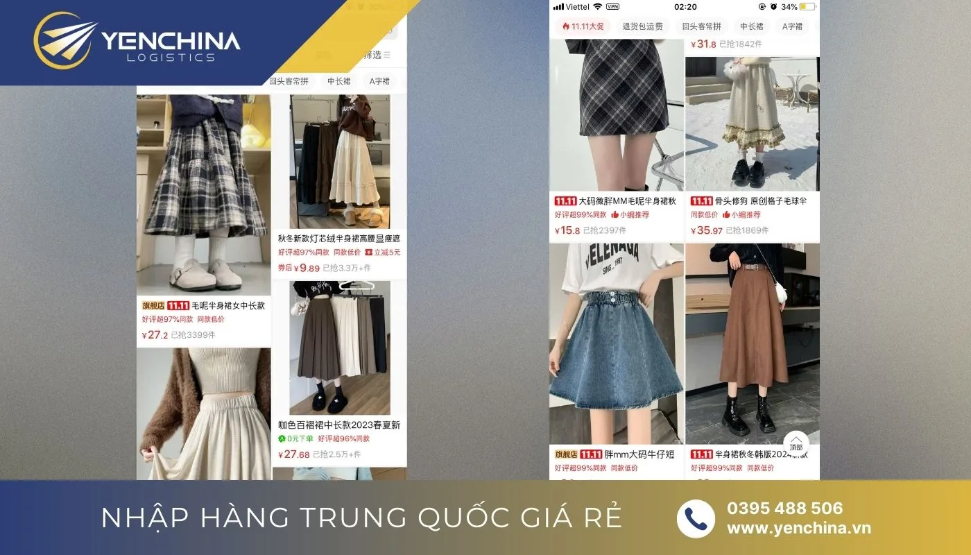 Link Pinduoduo mua hàng quần áo và chân váy