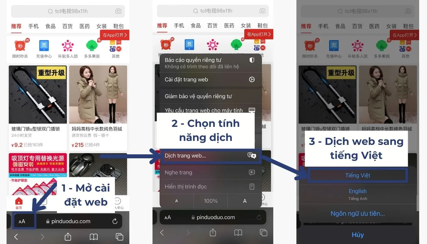 Bước 2: Cách chuyển app Pinduoduo sang tiếng Việt