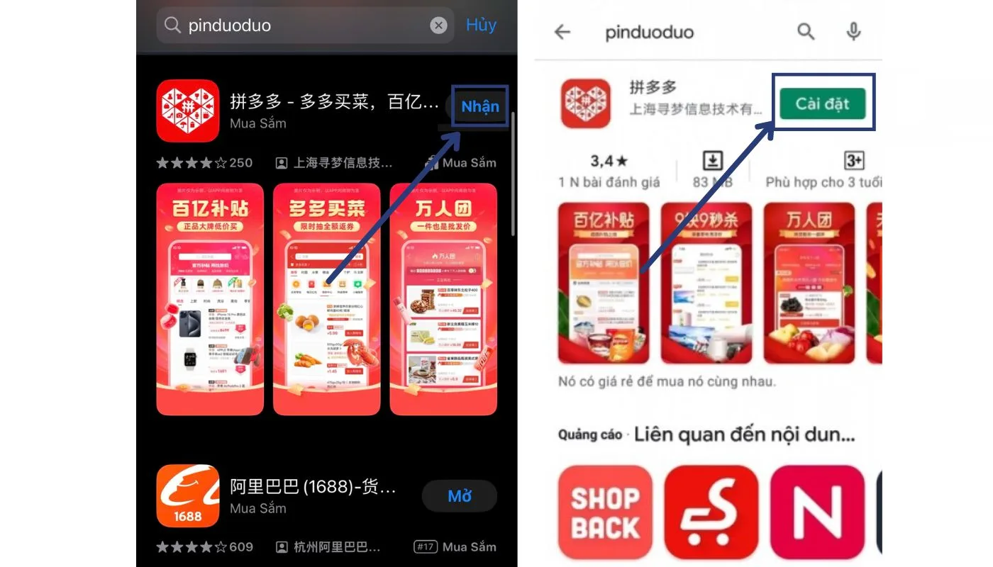 Bước 3: Download app Pinduoduo về điện thoại và đăng nhập