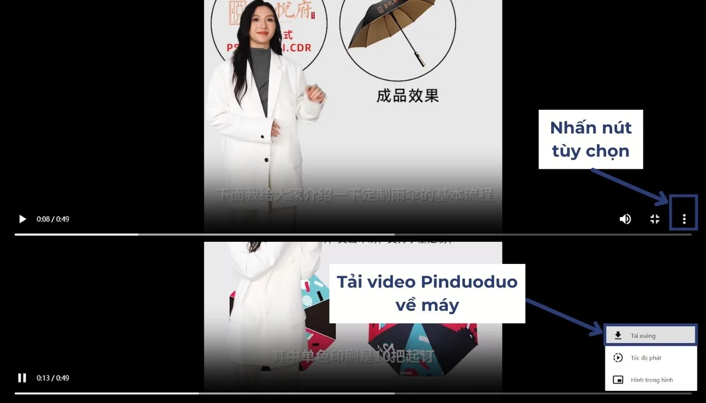 Bước download video trên Pinduoduo