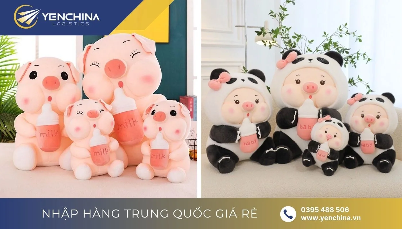 Gấu bông ôm bình sữa đáng yêu