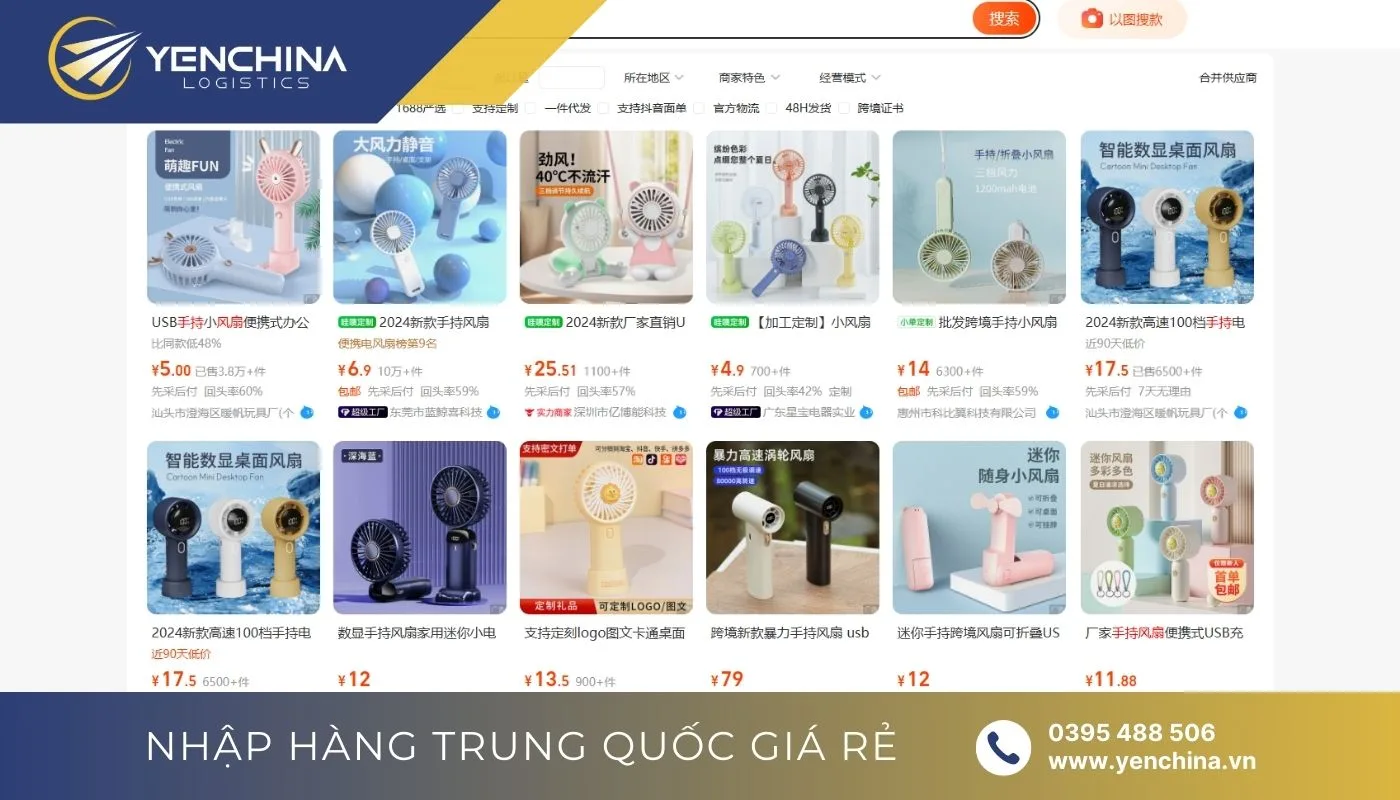 Đặt sỉ nguồn hàng quạt mini cầm tay pin trâu Trung Quốc qua các sàn Online