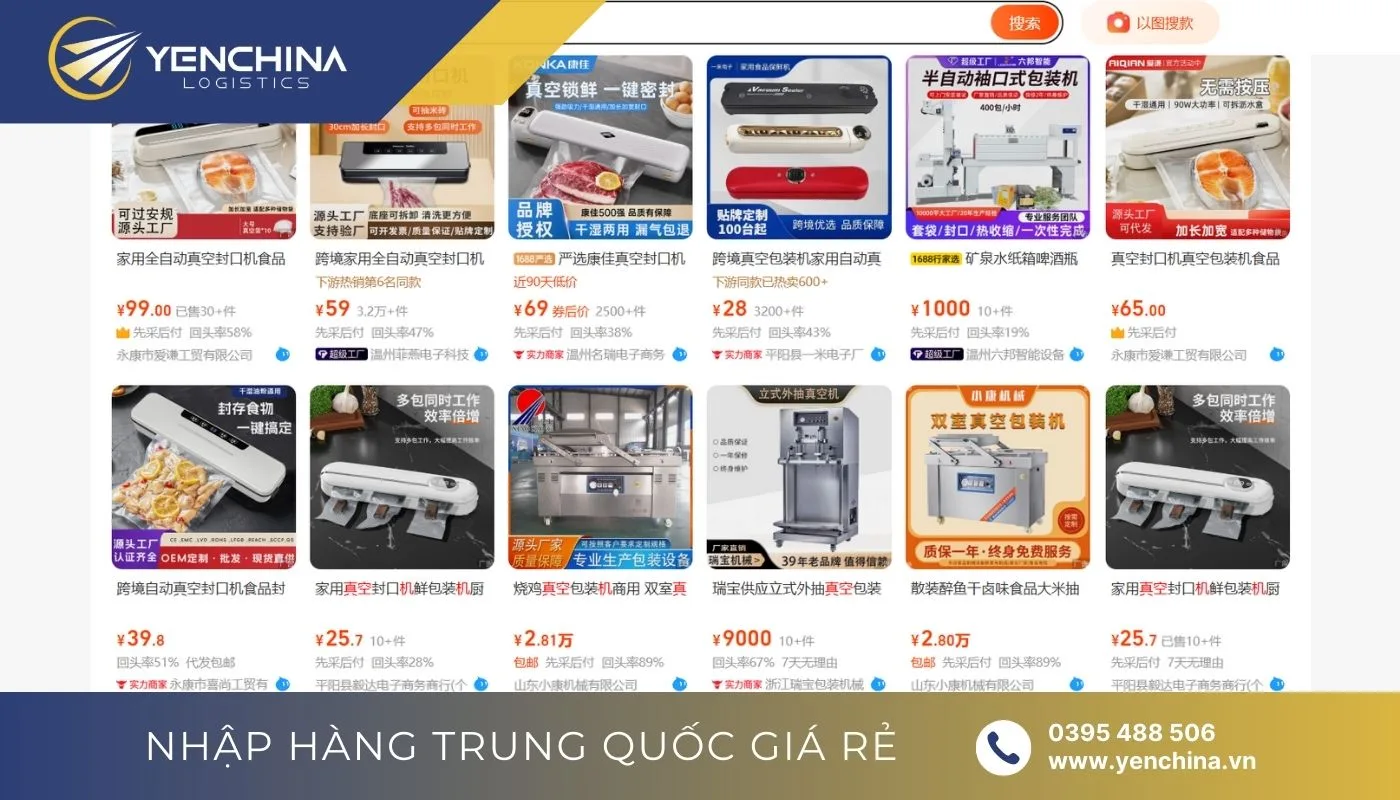 Danh sách các shop bán sỉ nguồn hàng máy hút chân không Trung Quốc