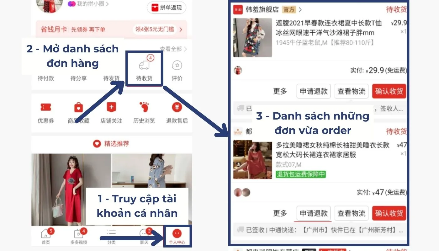 Bước 1: Tìm đơn hàng muốn hủy