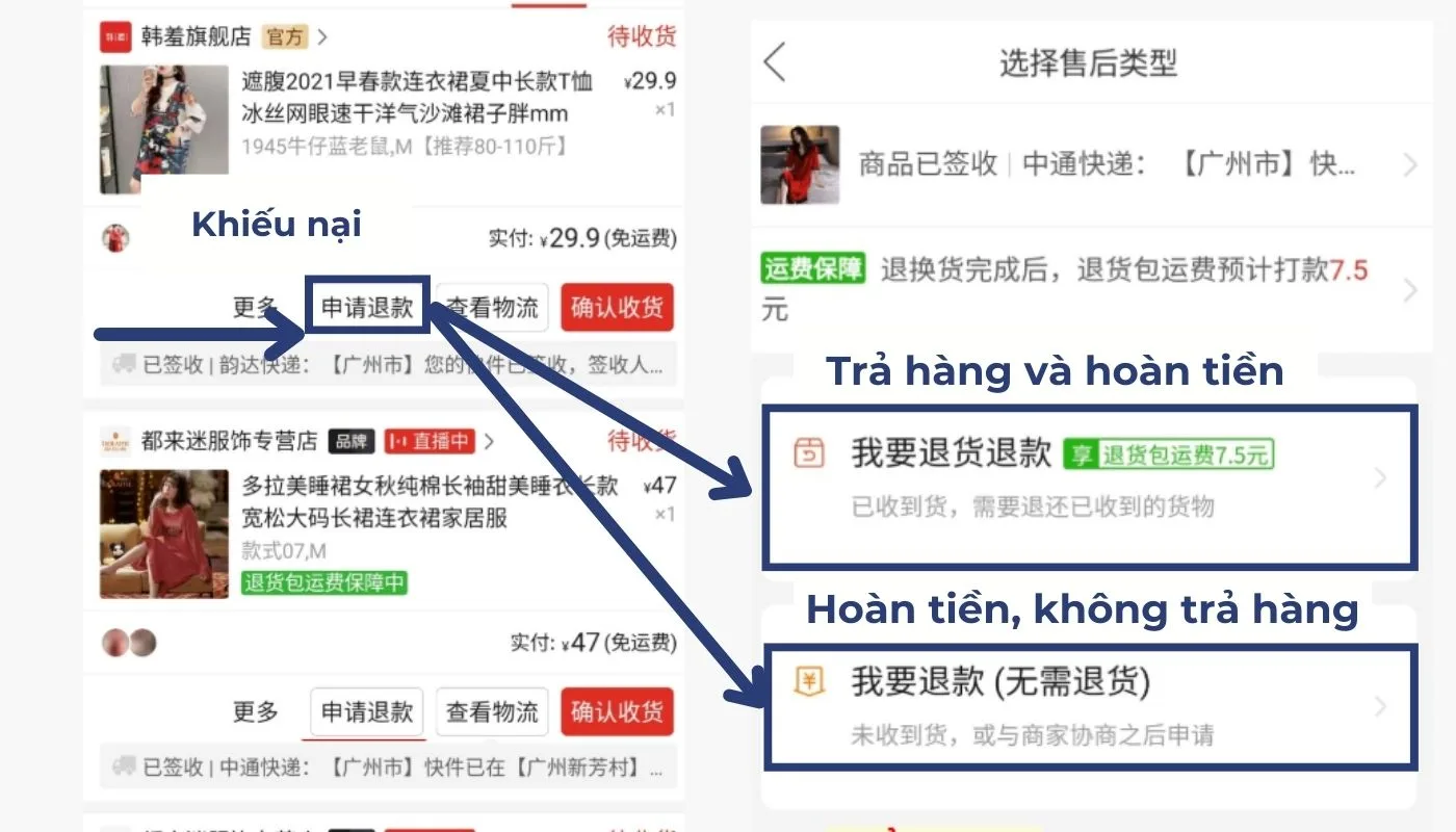 Bước 2 của cách huỷ đơn hàng trên Pinduoduo