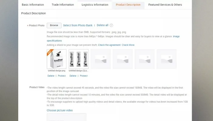 Chuyển qua tab Product Description và nhập đầy đủ thông tin