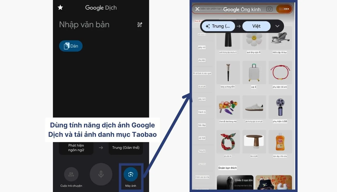Bước 2 của cách tải và sử dụng app Taobao tiếng Việt