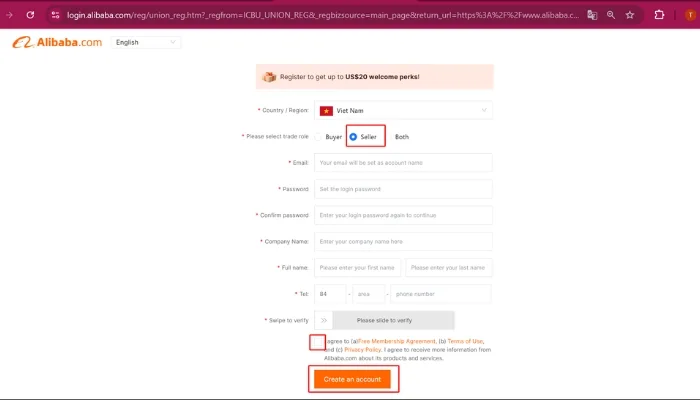 Cung cấp thông tin đăng ký tài khoản Alibaba chính xác theo yêu cầu