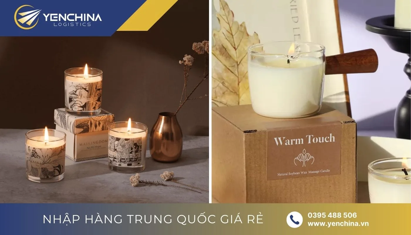 Nến thơm massage với tinh dầu thiên nhiên đang được đốt trên bàn spa
