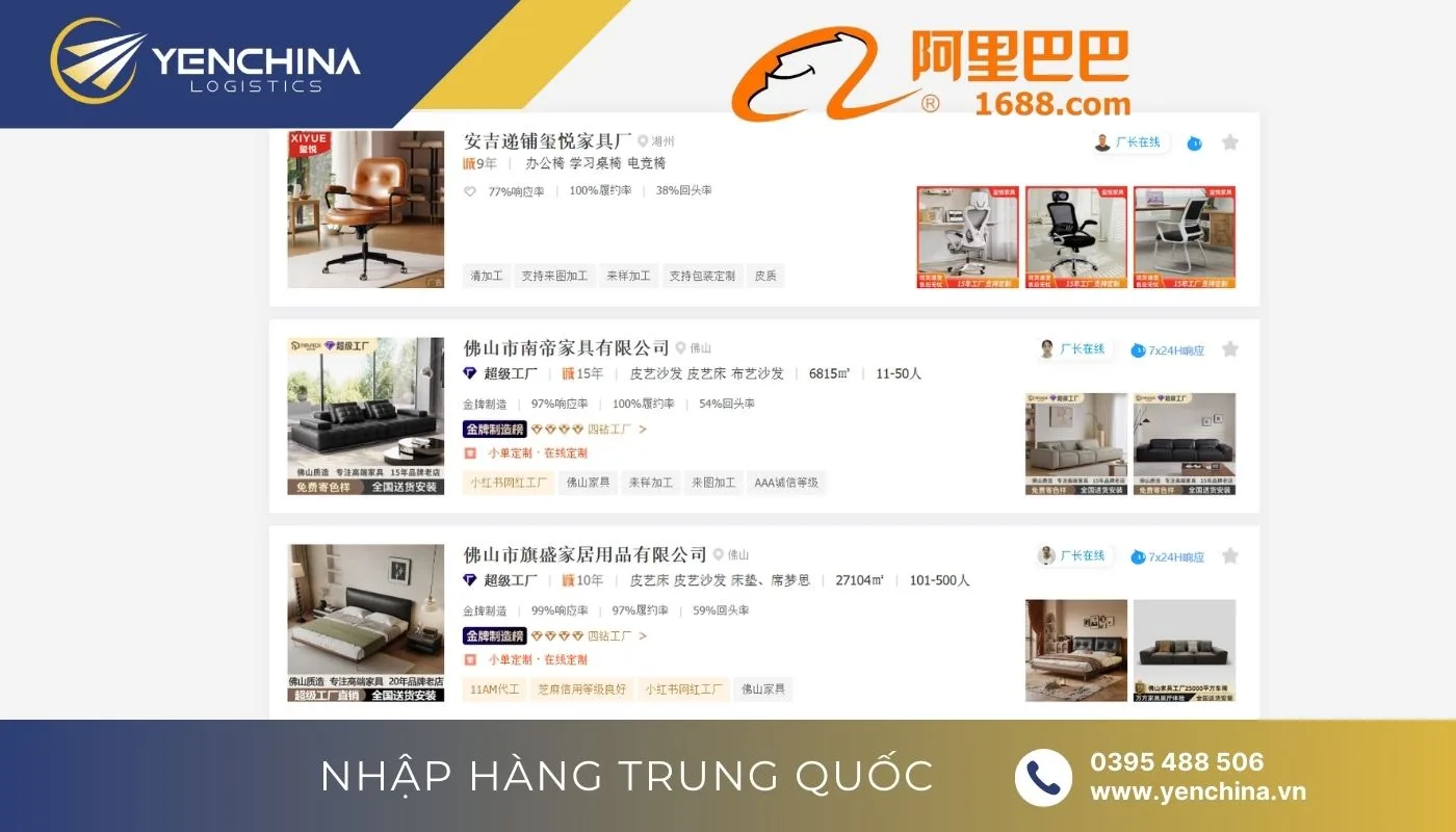 Link xưởng 1688 Trung Quốc chuyên bán nội thất