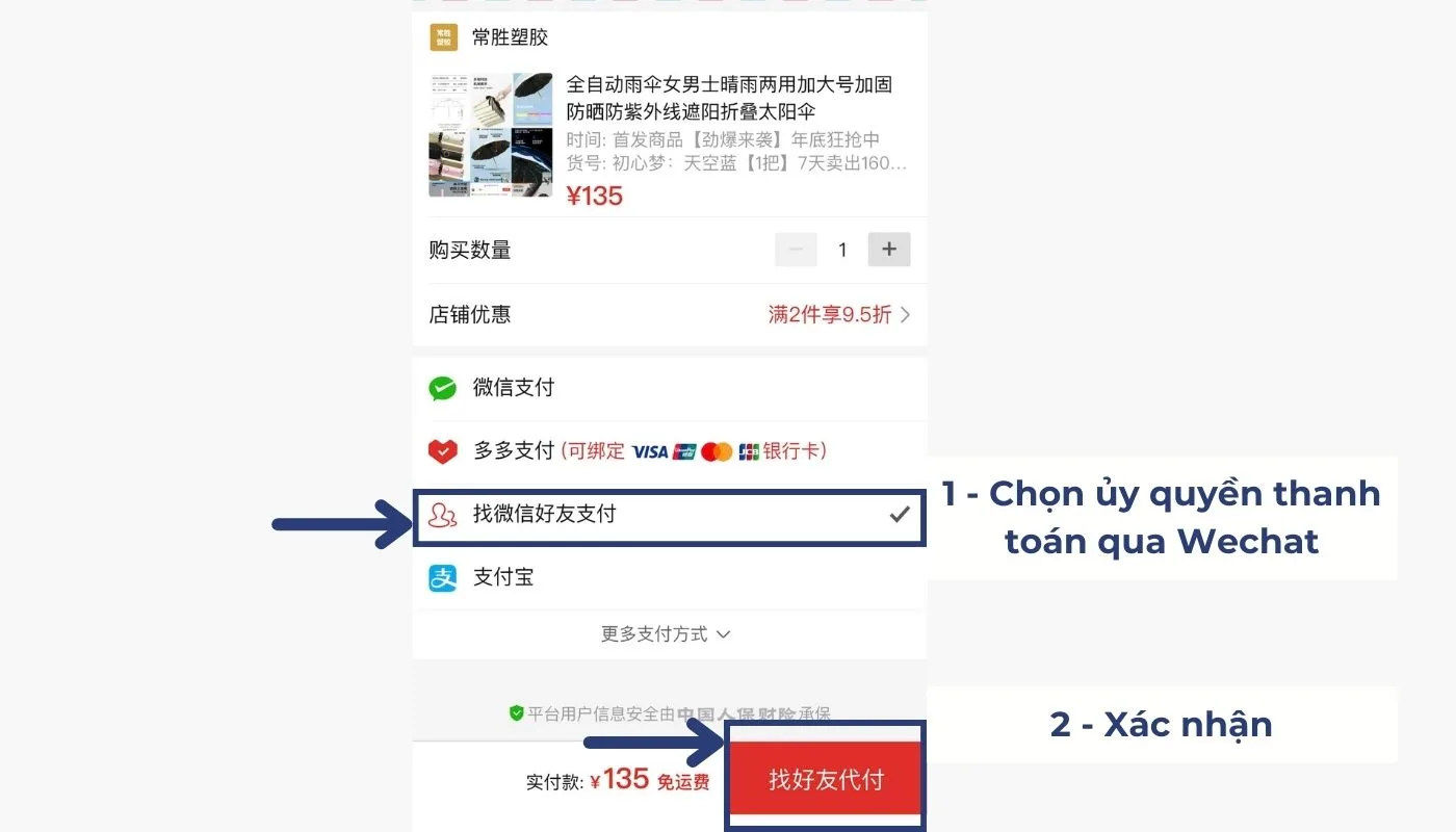 Bước 3 của cách thanh toán trên Pinduoduo