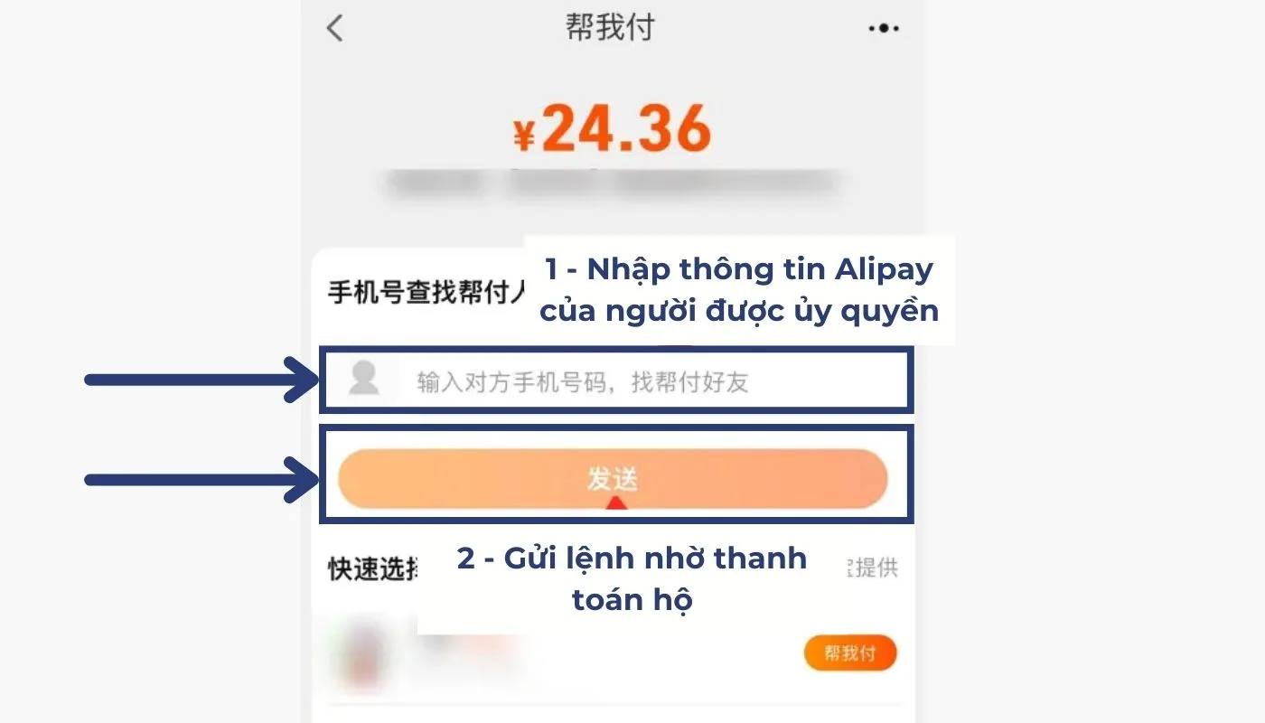 Bước 6 của cách thanh toán hộ trên 1688