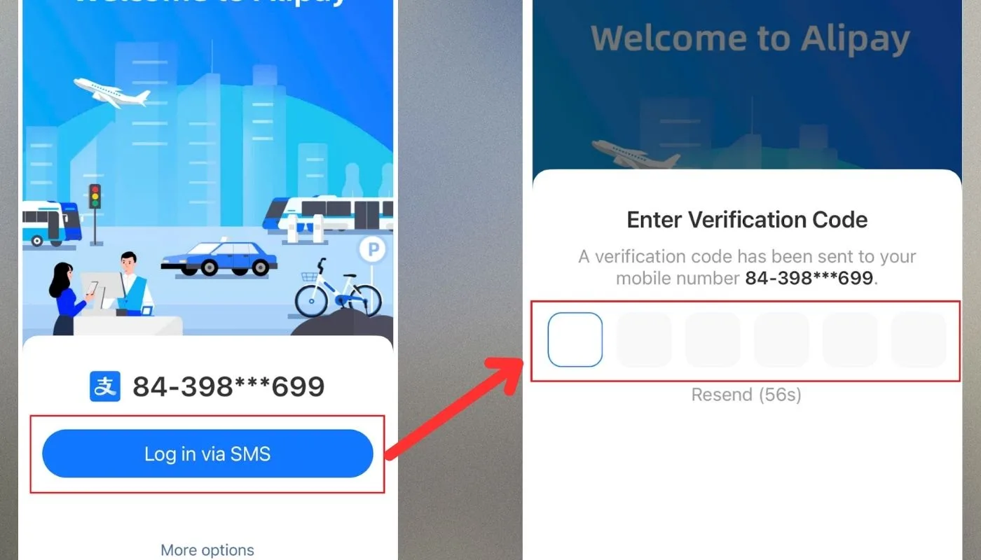 Log in via SMS để hệ thống gửi mã OTP Log in via SMS để hệ thống gửi mã OTP
