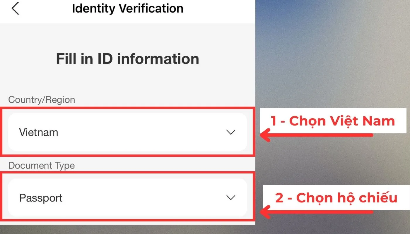 Cách thanh toán Alipay bước 3 - Chọn passport Cách thanh toán Alipay bước 3 - Chọn passport