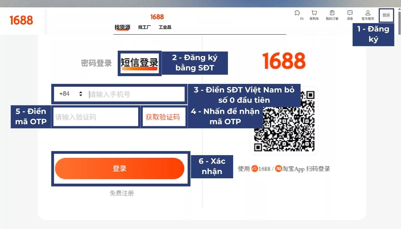 Tạo tài khoản người dùng trên 1688