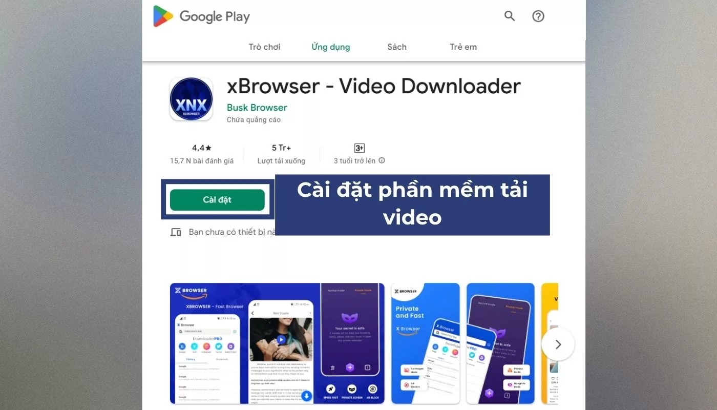 Tải ứng dụng XBrowser Video Downloader trên CH Play