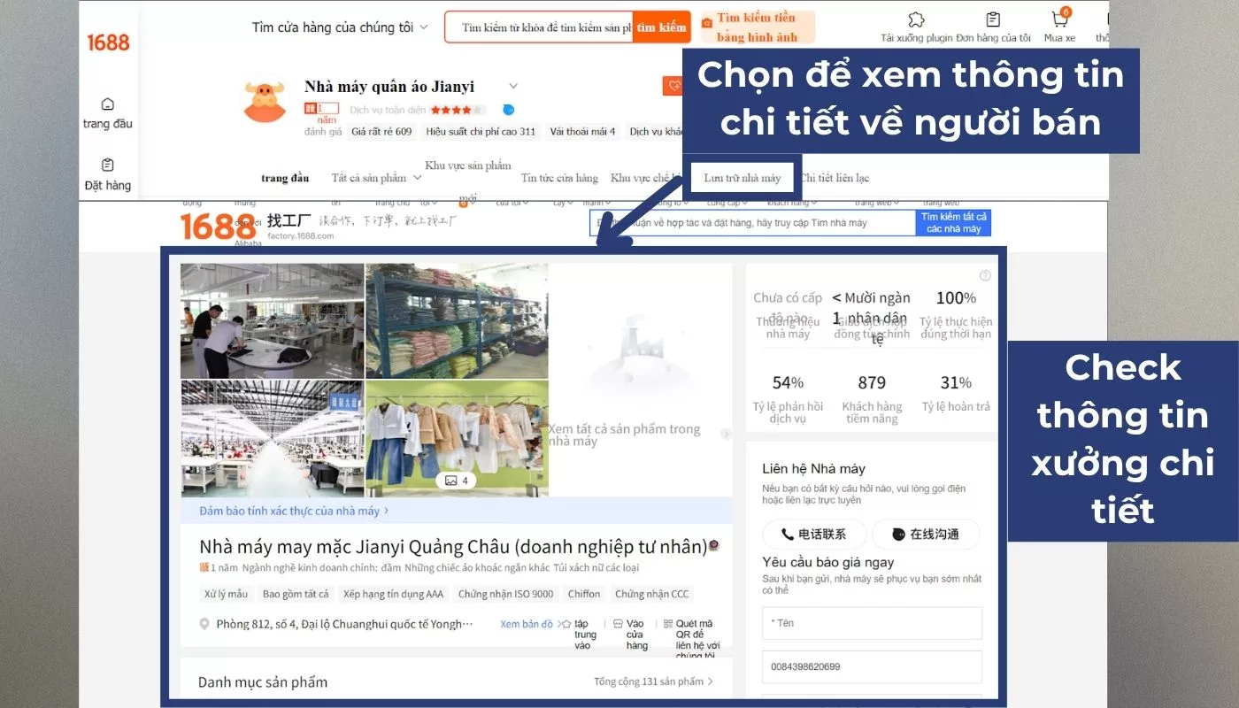 Xem thông tin chi tiết tại mục “Hồ sơ công ty” hoặc “Khu vực chế biến”