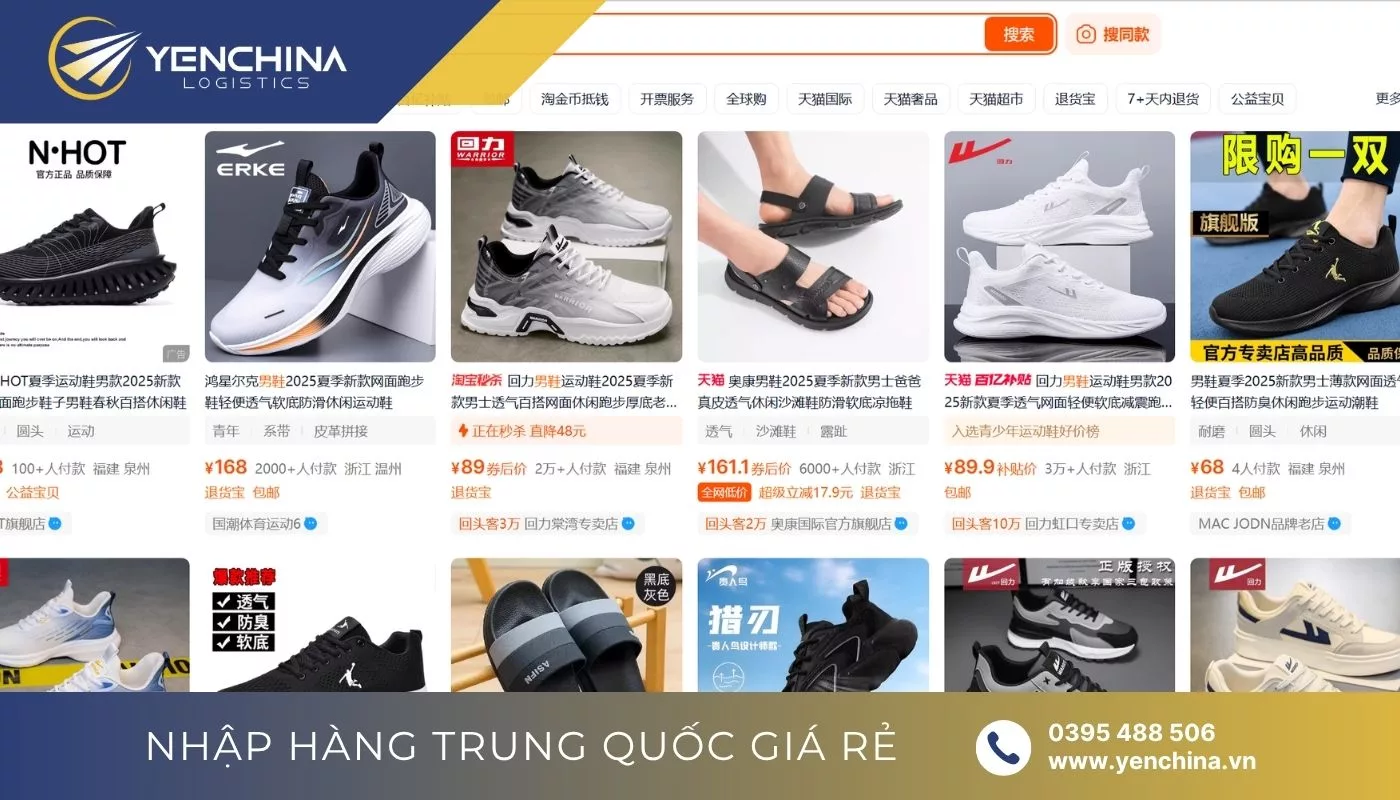 Link mua giày dép trên Taobao dành cho nam
