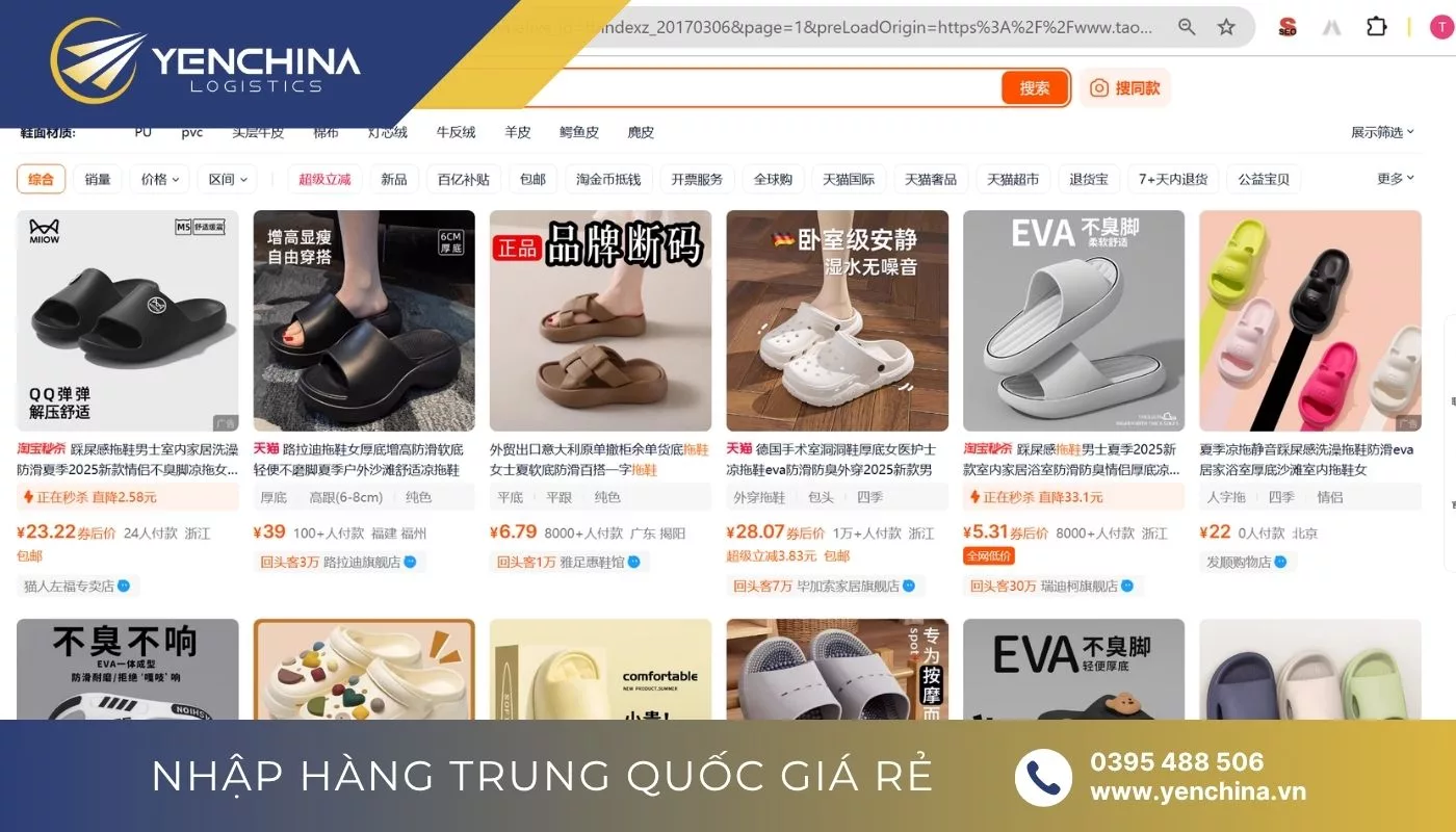 Link giày Taobao dép đi trong nhà