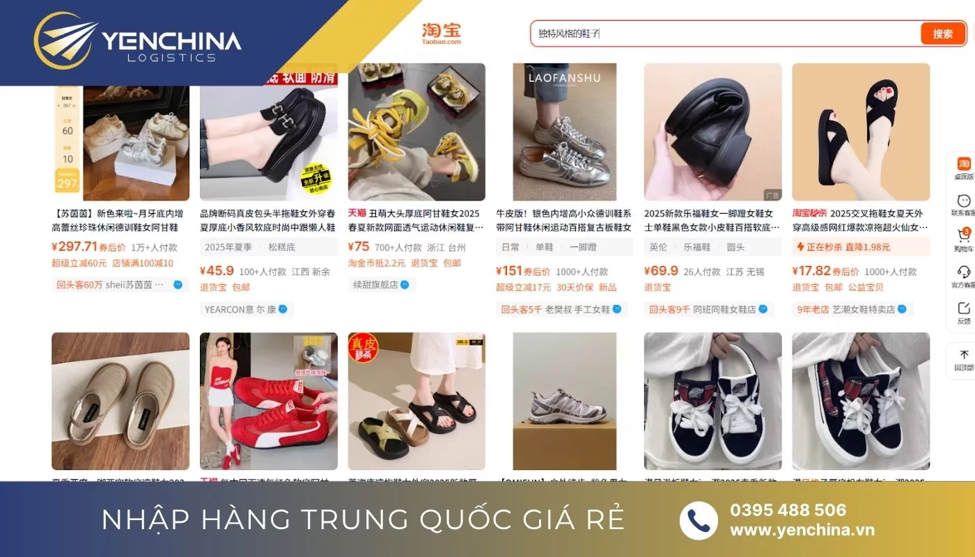 Link taobao.com hàng độc lạ dành cho các sản phẩm giày dép