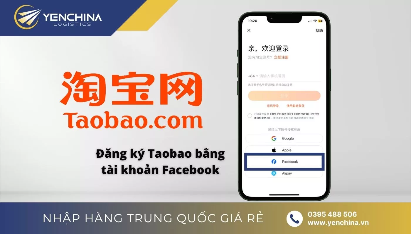 Xử lý lỗi Taobao không gửi mã xác nhận bằng cách chọn tạo tài khoản Taobao qua Facebook