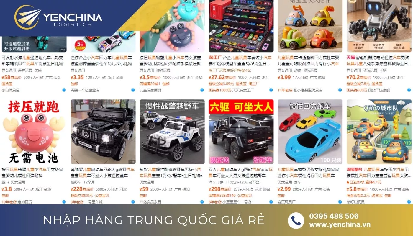 Lấy sỉ xe đồ chơi từ Trung Quốc qua các sàn TMĐT