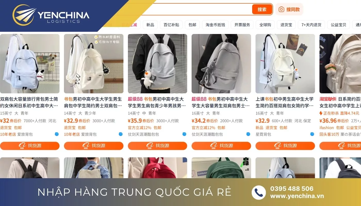 Link order nguồn hàng balo Quảng Châu Trung Quốc trên Taobao