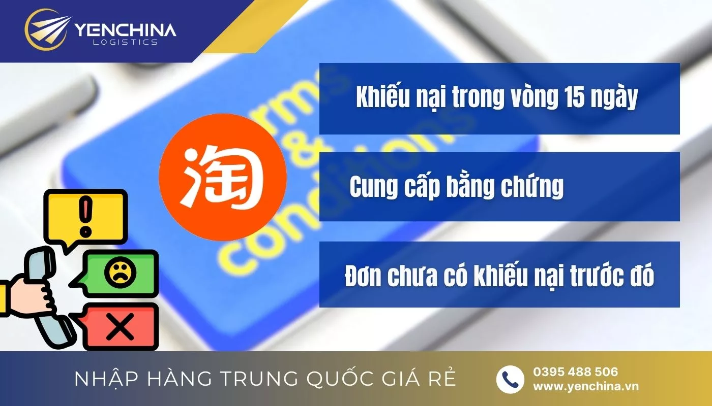 Các điều kiện được phép gửi yêu cầu khiếu nại đơn hàng trên sàn Taobao Các điều kiện được phép gửi yêu cầu khiếu nại đơn hàng trên sàn Taobao
