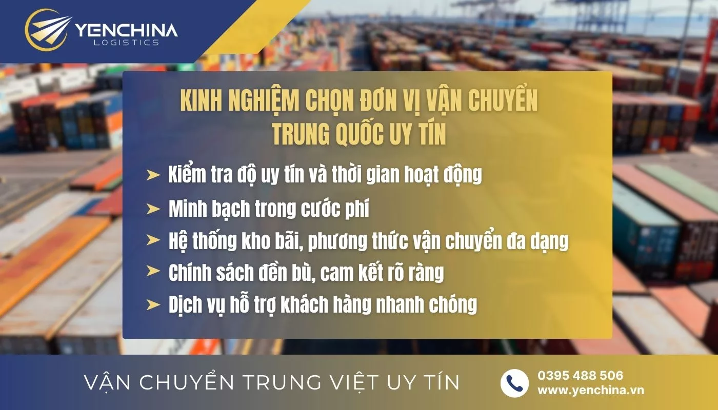 Kinh nghiệm hữu ích để lựa chọn các đơn vị vận chuyển hàng Trung Quốc về Việt Nam